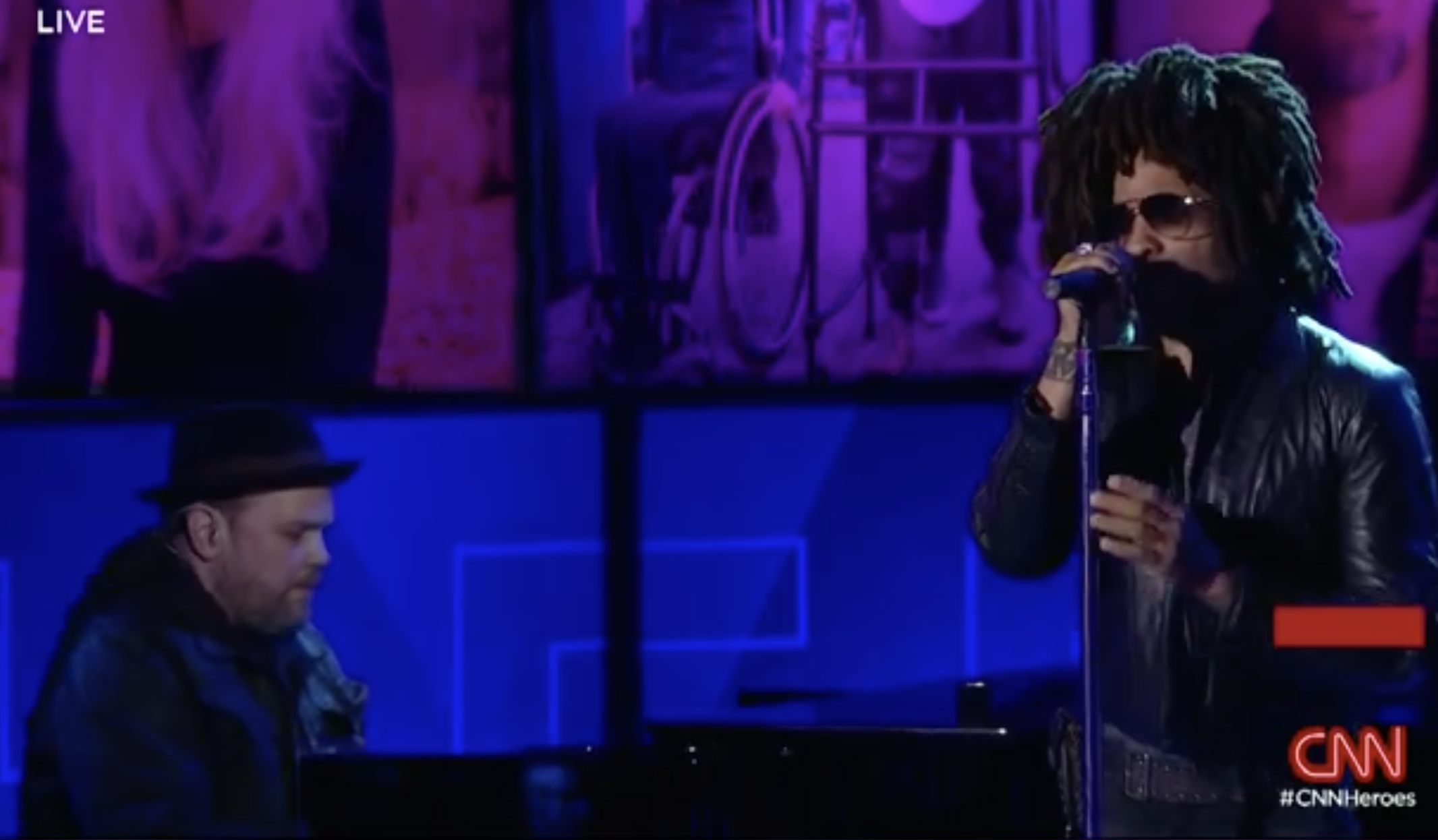 David Baron and Lenny Kravitz perform on CNN Heroes live tv show